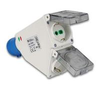 FANTON ADATTATORE INDUSTRIALE IP44 DA SPINA 2P+T 16A CEE BLU A 2 PRESE 2P