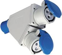 Fanton ADATTATORE INDUSTRIALE SPINA 2P+T 16A 230V IP44 CON 2 PRESE 16A 2 PRESE 2P+T 16A CEE BLU