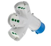 FANTON Adattatore industriale TRIPLEX, spina 2P+T CEE, 3 prese bipasso schuko