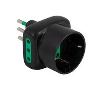 Fanton Adattatore Triplo 10A, 2 Prese italiane 10A e 1 Schuko, Nero | Spina 2P+ T, Presa 2P+T,