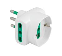 Fanton Adattatore Triplo 16A, 2 Prese Bipasso e 1 Schuko, Bianco | Spina 2P+ T, Presa 2P+T,