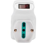 FANTON 87317 Adattatore triplo spina piccola 10A - 2 prese bipasso 16A - 1 presa bipasso italo/tedesca schuko con interruttore - protezione sovraccarico BIANCO