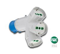 Adattatore triplo spina blu>16a bip+schuko x3 fme 2p+t 16a ip44 Fanton