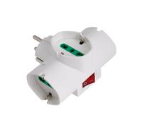 FANTON Adattatore triplo, spina schuko a 3 bipasso schuko, interruttore