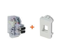 Fanton caricatore doppia presa Usb A 5V 2,4A compatibile Bticino Matix bianca -