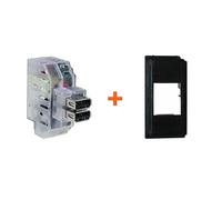 Fanton caricatore doppia presa Usb A 5V 2,4A compatibile Bticino Now nera - 8289