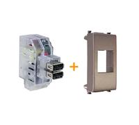 Fanton caricatore doppia presa USB AA 5V 2,4A Compatibile Vimar ARKE Metallizzat