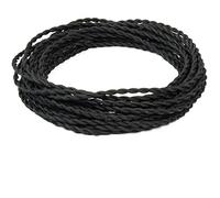 FANTON cavo elettrico tessile colore nero treccia seta 5mt 3Gx0,75 filo rivestito in tessuto vintage stile retrò per lampadari applique 93886-05