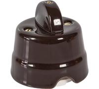 FANTON Interruttore deviatore a manopola in ceramica stile retrò colore marrone da parete 10AX 250V vintage in porcellana per cavo tessile 84001BW