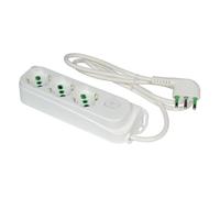 FANTON Multipresa OMEGA 3 prese bipasso/Schuko 16A, spina grande, cavo 1,5m | Spina a squadra, Bianco, Made in Italy, Interruttore Bipolare