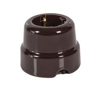 FANTON Presa elettrica schuko tedesca vintage in ceramica colore MARRONE 2P+T 16A da parete in porcellana installazione cavo tessile stile retrò 84011BW