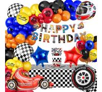 Fantspati Decorazioni Compleanno Bambino Auto da Corsa, Palloncini Blu Rosso Set, Feste di Compleanno Ragazzi per 4 7 8 9 10 12 13 16 18 Anni