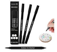 FANWINKJ - 3 Pennarelli Alimentari Doppi Punta Neri per Decorazione Dolci, Biscotti, Torte - Penne Edibili Sicure per Alimenti