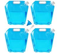 FANWINKJ 4 Pezzi Tanica per Acqua Pieghevole da Campeggio, 10L Borsa Porta Acqua Pieghevole con Rubinetto e Spazzola per la Pulizia per Campeggio Picnic BBQ Escursioni (Blu)