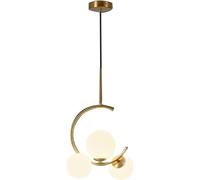 FanXus Lampadario a Sospensione a Globo a 3 luci Lampada a Sospensione Moderna a soffitto in Oro con Vetro Bianco, plafoniera a Cavo Regolabile per Camera da Letto Soggiorno Sala da Pranzo Lampada a