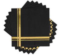 Fanxyware Tovaglioli da cocktail oro su nero, confezione da 100, 12,7 x 12,7 cm, carta a 3 veli, nome stile: Blissful Crossing