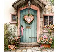 FanZheZhe Canevas Broderie Complet Adulte Debutant Porte des fleurs Kit Canevas Complet Avec Fils au Point de Croix 11CT 40x50cm