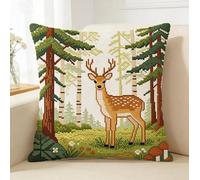 FanZheZhe cuscino punto croce da ricamare Cervo 11ct45x45cm Punto Croce Kit da Ricamare Prestampato Cuscino Ricamato a Mano Fai da te per Principianti