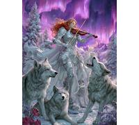 FanZheZhe Kit Broderie Debutant Loup et femme Kit De Broderie À Faire Soi-Même,Imprimé,Peinture Comptée,Décoration Murale,Décoration D'Intérieur 11CT 40x50cm