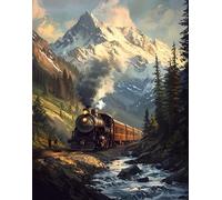 FanZheZhe Kit Di Ricamo A Punto Croce Stampato Per Bambini Treno sotto le montagne innevate11 Ct 40X50Cm Da Ricamare Kit Punto Croce Prestampato quadri a mezzo punto