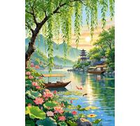 FanZheZhe Kit Per Punto Croce Con 11 Ct,Decorazione Per La Casa, Artigianato Per Gli Amanti Dell'Arte Paesaggio Primaverile 40X50Cm