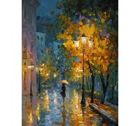 FanZheZhe Kit Punto Croce Prestampato Ragazza sotto il lampione Set Ricamo Fai Da Te Dipinto Contato Stampato Arte Murale Decorazione Casa 11CT 40x50cm
