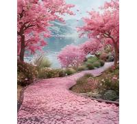 FanZheZhe Kit Punto Croce Prestampato Viale dei fiori di ciliegio Set Ricamo Fai Da Te Dipinto Contato Stampato Arte Murale Decorazione Casa 11CT 40x50cm