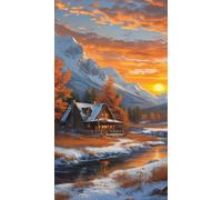 FanZheZhe Punto Croce,Set Punto Croce Ricamo Set Tra Cui Filati Colorati Disegno Ago Panno Di Cotone Scena Di Neve Nella Foresta 40X50Cm