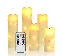 Fanzir Candela a LED telecomando e timer candela a batteria con stringa luminosa set di 5 candele per la decorazione e le celebrazioni delle feste