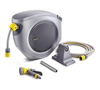 FANZTOOL Set avvolgitubo da 35 m + 2 m, con supporto a parete, in occetta multi-funzione a 8 funzioni, avvolgimento automatico, girevole a 180°, tubo da giardino testato RoHS
