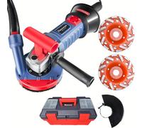 FANZWORK Levigatrice cemento, smerigliatrice, 2 mole diamantate 1500W/125mm | Velocità regolabile, in uffia aspirante, valigetta, impugnatura a T, per cemento, massetto, pietra e colla per piastrelle