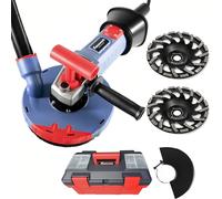 FANZWORK Levigatrice per calcestruzzo/fresatrice per cemento 2100W - Ø180 mm, set completo con 2 platorelli diamantati premium da 180 mm, cuffia di aspirazione e impugnatura a T