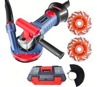 FANZWORK Levigatrice per Cemento 1500W, Set Con 2 Dischi Diamantati Da 125 Mm Di