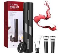 FAOKZE Cavatappi elettrico, apribottiglie automatico, set di apribottiglie per vino con tagliacapsule, versatore per vino e tappo per vino sottovuoto, funzionamento a batteria