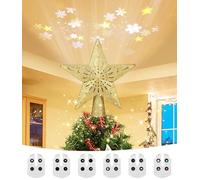 FAOKZE Puntale per Albero di Natale, Proiettore a LED 3D Hollow Stella, Illuminazione per Feste, Festival, Decorazione Interna (Oro)