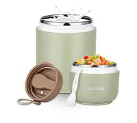 FAOKZE Tazza per Cereali, tazza per yogurt, con cucchiaio, contenitore per alimenti da 300+430 ml per muesli, yogurt, pappe, porridge, avena notturna, gelati e zuppe (verde)