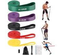 FAOKZESet di 5 bande elastiche fitness,set di fasce di resistenza con ancoraggio,maniglia, borsa per il trasporto,fasce di resistenza per fitness,yoga,allenamento con forza