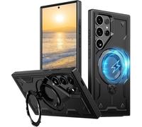 FAOMSEBS Cover per Samsung Galaxy S25 Ultra, Anello Girevole 360° Magnetica | Design a Scatto Sicuro, Compatibile con MagSafe, Presa a Una Mano, Airbag Anticaduta 4 Angoli per Cantieri e Viaggio