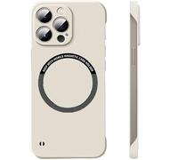 FAOMSEBS Magnetica Senza Bordo Cover per iPhone 15 Pro Max, Compatibile con MagSafe (Sensazione di Metallo Nudo) Custodia Sottile Antishock per iPhone 15 Pro Max MagSafe 6,7 pollici 2023, Bianca Crema