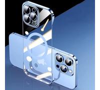 FAOMSEBS Senza Bordo Trasparente Cover per iPhone 13 Pro Max, Compatibile con MagSafe [Protettore per Lenti Fotocamera] (Sensazione di Metallo Nudo) Custodia Sottile per iPhone 13 Pro Max 6,7'', Blu