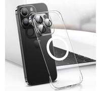 FAOMSEBS Senza Bordo Trasparente Cover per iPhone 15 Pro Max, Compatibile con MagSafe [Protettore per Lenti Fotocamera] (Sensazione di Metallo Nudo) Custodia Sottile Case per iPhone 15 Pro Max Cover