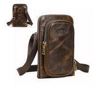 FAOONNMY Piccola Borsa a Telefono in Vera Pelle da Uomo, Marsupio Fondina Multifunzionale con Passante per Cintura, Vintage Crossbody Borsa a Tracolla Grande Capacità Borsa a Spalla per Viaggi Sport