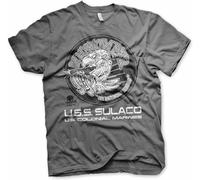 FAOPV Aliens USS Sulaco BUGSTOMPER Logo Distressed Print Dark Grey T-SHIRT97810 XL
