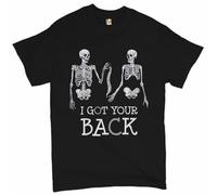 FAOPV I Got Your Back T-Shirt Happy Halloween Spooky Skeletons Men's Tee S