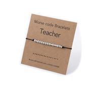 FAOYUDAWEI Morse Code Braccialetto da donna, perline in acciaio inox, con messaggio nascosto, regalo divertente per amici, con perline di amicizia, biglietti ispiratori, gioielli, 8.5", Non pietra