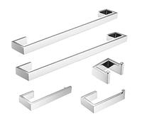 Fapully Set di accessori da bagno in acciaio inox, montaggio a parete, finitura cromata lucida