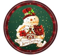 FAQOIR Targa rotonda in metallo rustico, decorazione da parete, ghirlanda natalizia con scritta Merry Christmas, pupazzo di neve, ghirlanda, centro, decorazione da parete per bar, casa, 30,5 x 30,5 cm