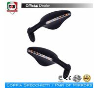 FAR COPPIA SPECCHI NERI RETROVISORE MOTO UNIVERSALI CARENATE FRECCE A LED