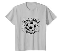 Farà Il tifo per Il Calcio: Palla Sportiva per Fan spiritosi, Mamma di Calcio Maglietta, Bambini, Argento, 4 Anni