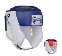 Farabi Sports caschetto boxe with Adjustable Strap, casco boxe Open Face Protection casco sparring boxe MMA, Muay Thai, Sparring, Arti Marziali, Karate, caschetto kick boxing (XL, White/Blue)